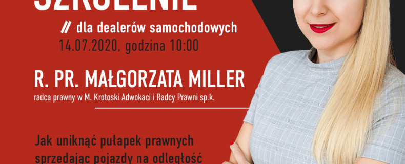 Zapraszamy na webinar „Jak uniknąć pułapek prawnych przy sprzedaży samochodów na odległość przez internet”