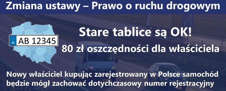 Będzie można zachować dotychczasowe tablice rejestracyjne oraz czasowo wycofać z ruchu samochód osobowy
