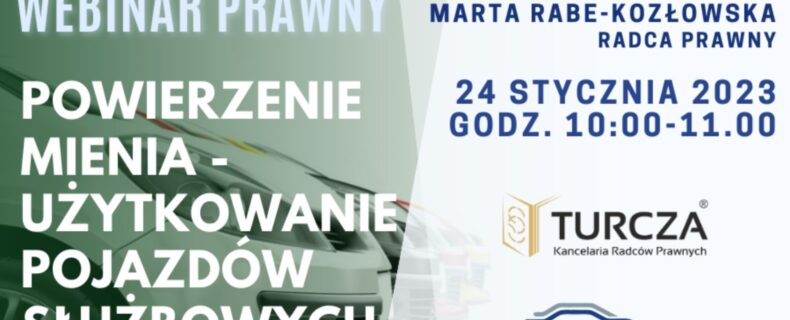 Zaproszenie na webinar Powierzenie mienia – użytkowanie pojazdów służbowych
